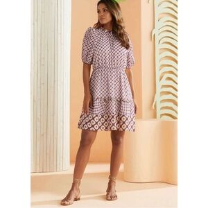 Marie Oliver Bryer Metallic Geometric Print Dress Size Large